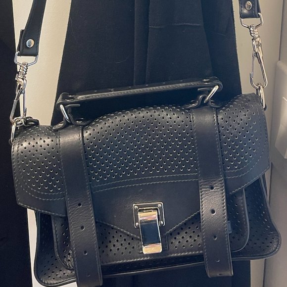 Proenza Schouler PS1 Perforated Black Satchel Bag - Picture 2 of 7